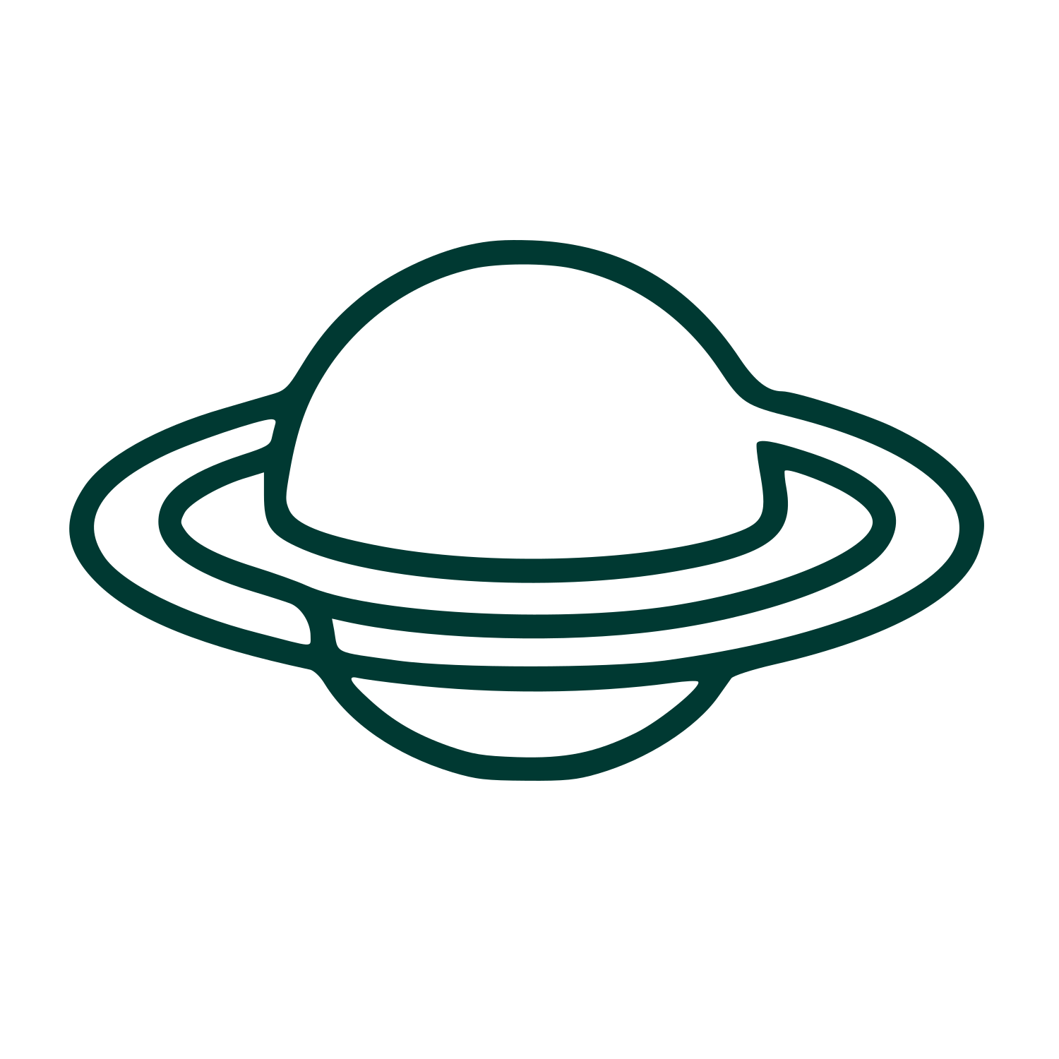 Monoline Saturn Planet Logo #003932