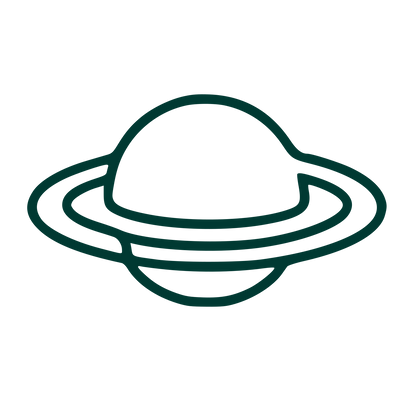 Monoline Saturn Planet Logo #003932