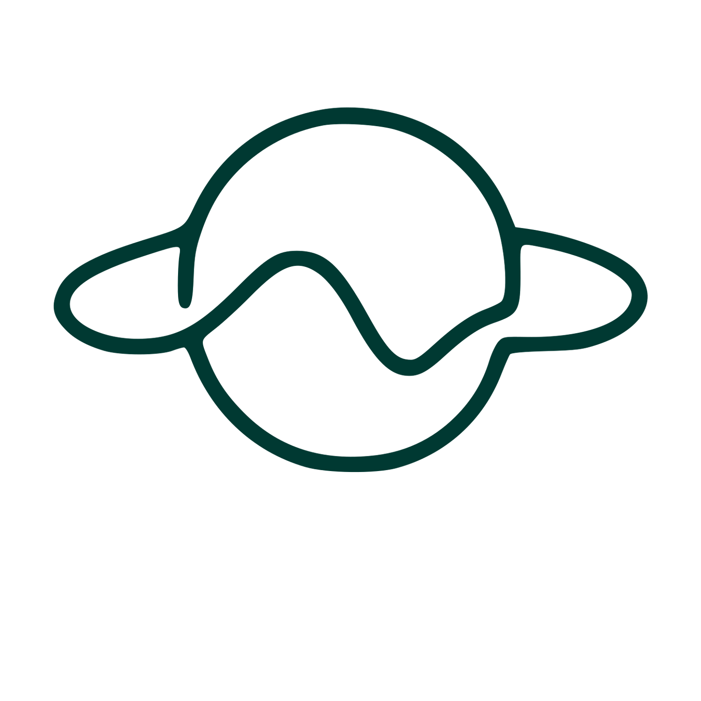 Monoline Saturn Planet Logo #003932