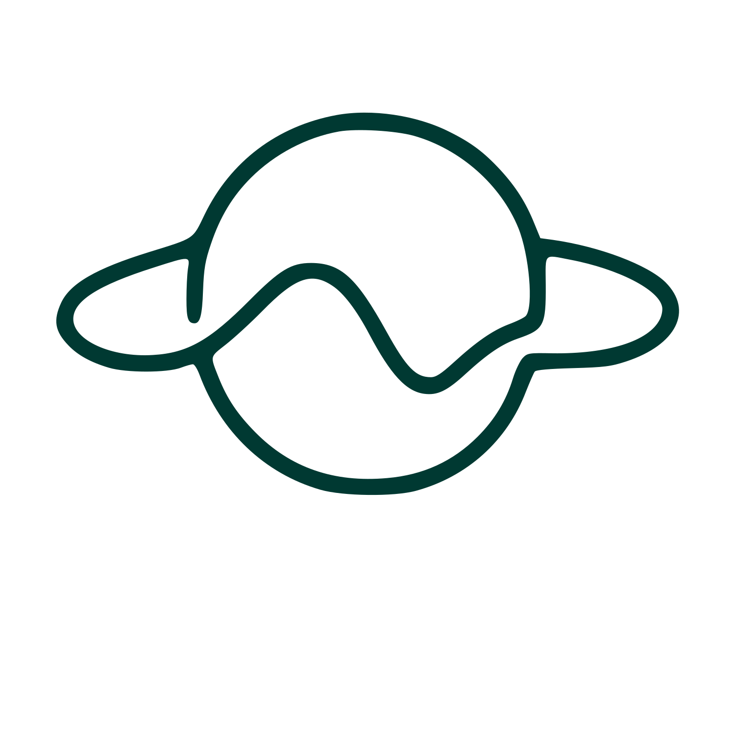 Monoline Saturn Planet Logo #003932