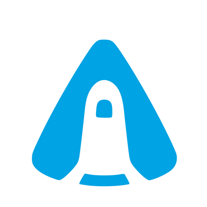Rocket Capsule Negative Space Logo #00a3e4