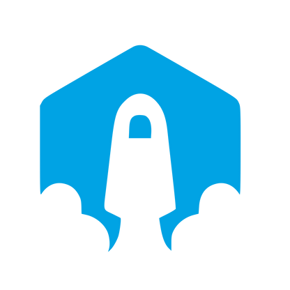Rocket Launch Hexagon Logo #00a3e4