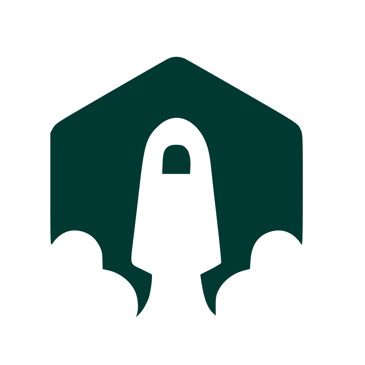 Rocket Launch Hexagon Logo #003932