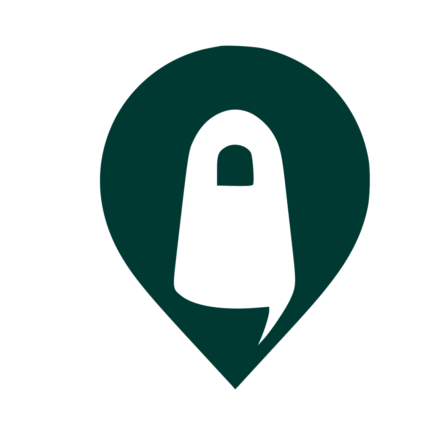 Ghost Map Pin Logo #003932