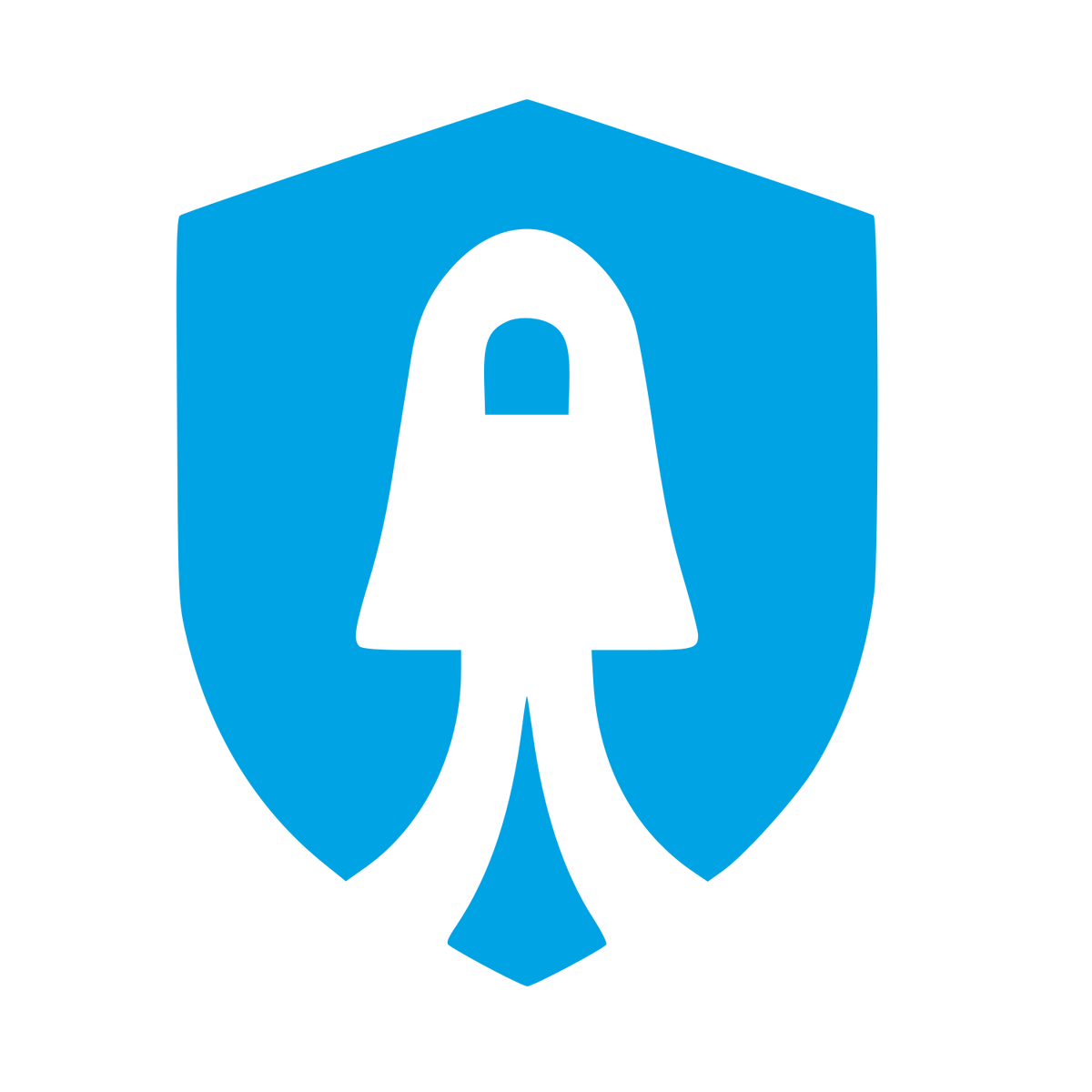 Rocket Shield Negative Space Logo #00a3e4