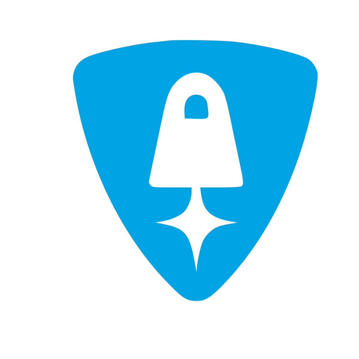 Rocket Shield Negative Space Logo #00a3e4