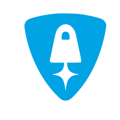 Rocket Shield Negative Space Logo #00a3e4
