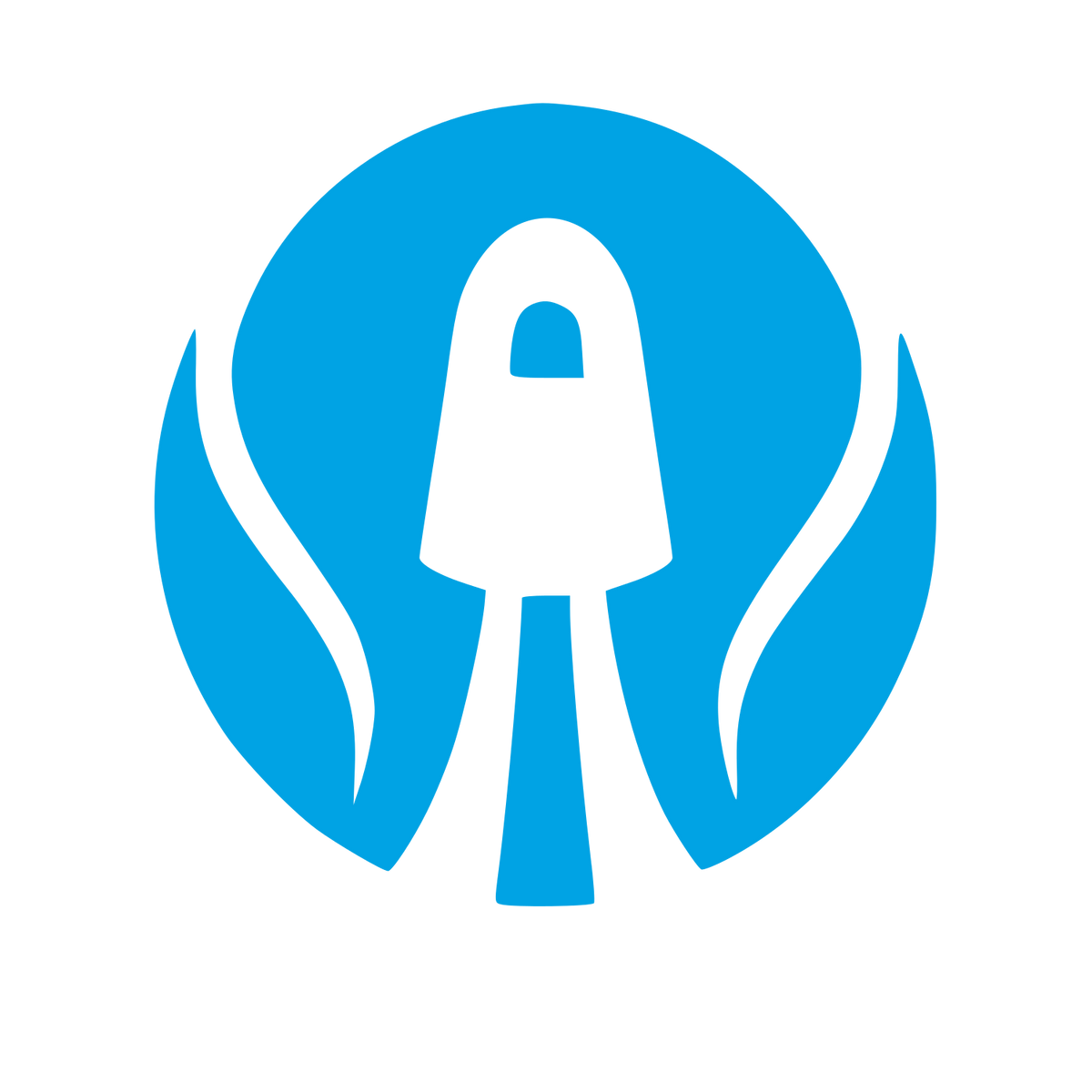 Rocket Launch Negative Space Logo #00a3e4