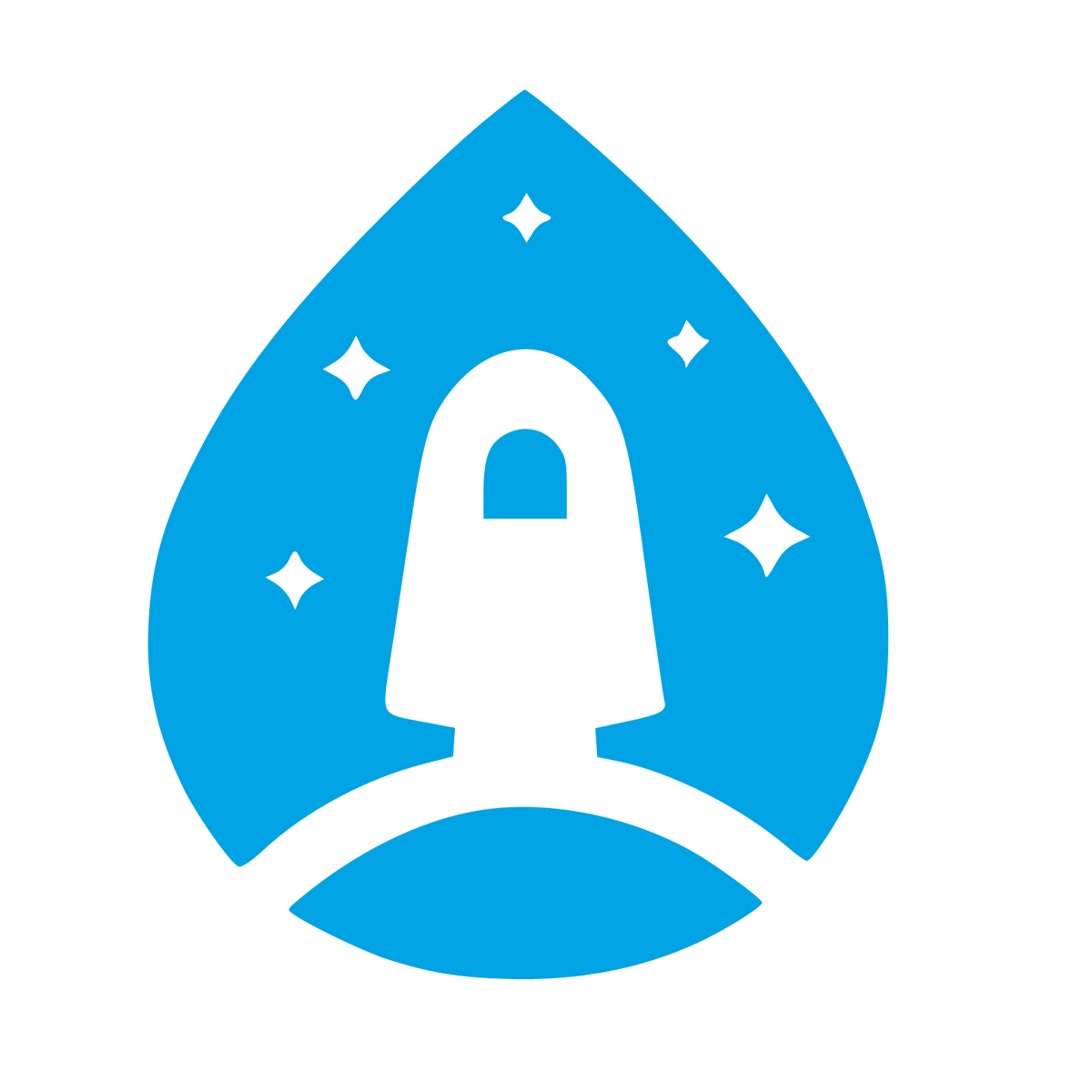 Rocket Launch Droplet Logo #00a3e4
