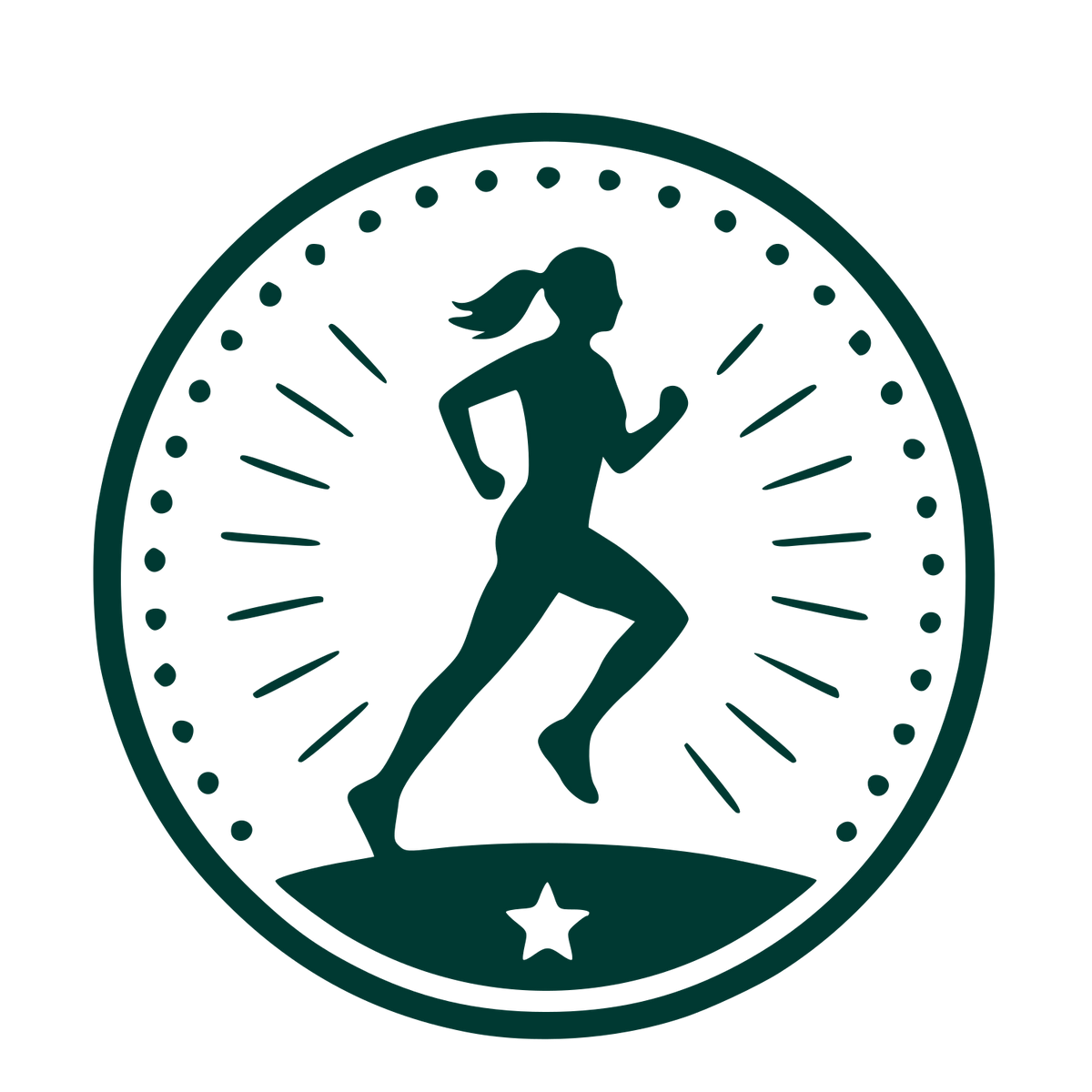 Female Runner Badge Logo #003932