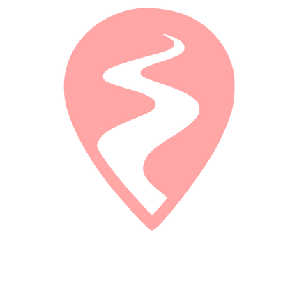 Winding River Map Pin Logo #ffa6a6