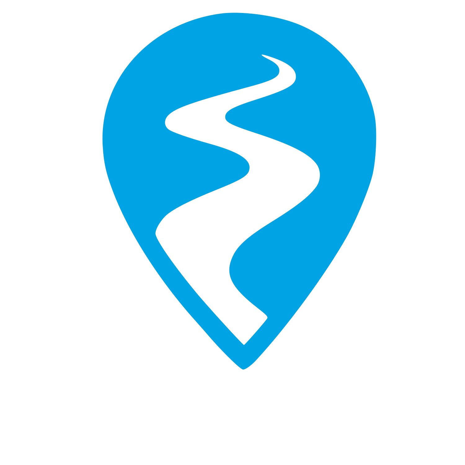 Winding River Map Pin Logo #00a3e4
