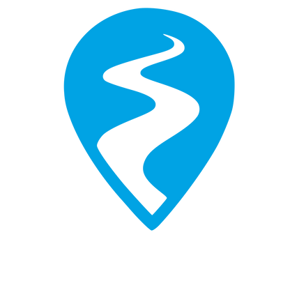 Winding River Map Pin Logo #00a3e4