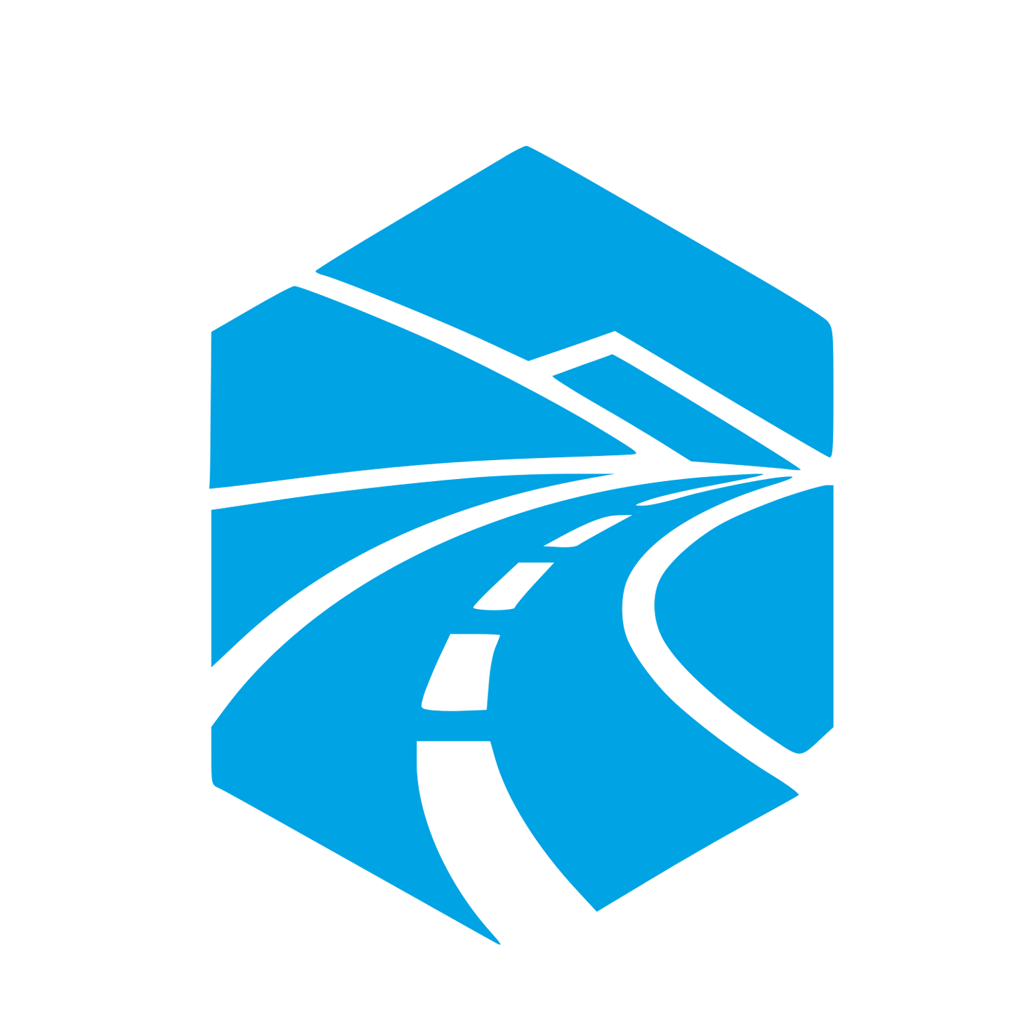 Hexagon Road Perspective Logo #00a3e4