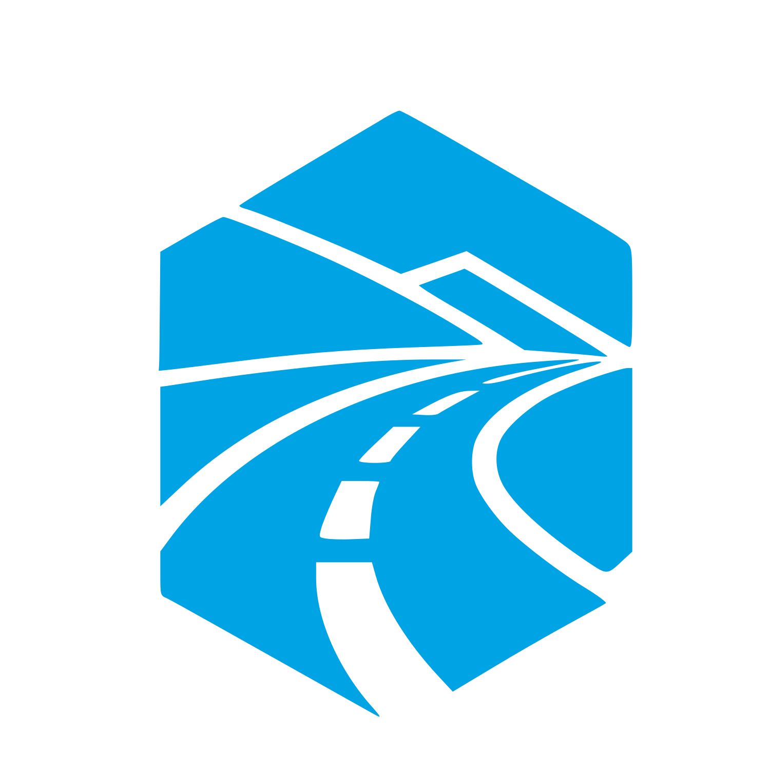 Hexagon Road Perspective Logo #00a3e4