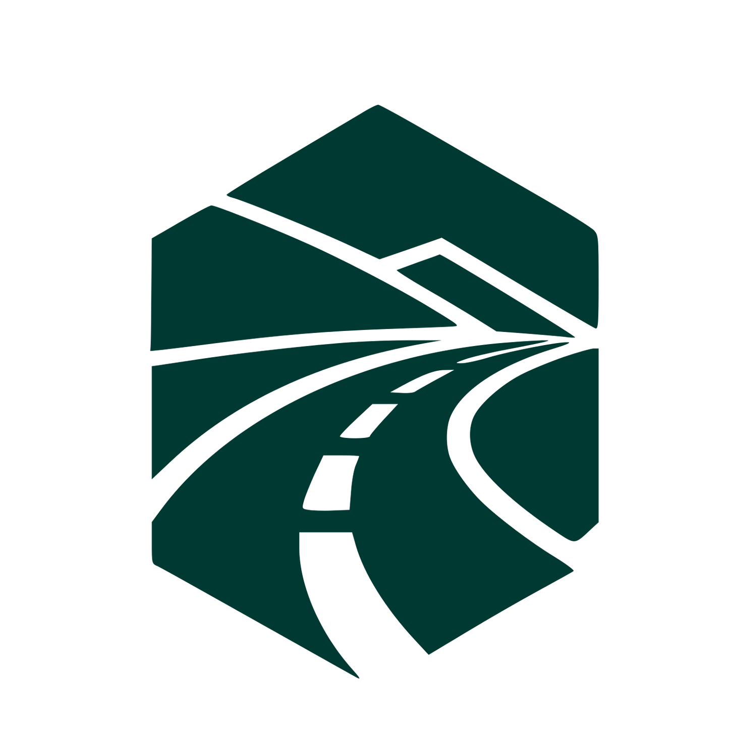 Hexagon Road Perspective Logo #003932