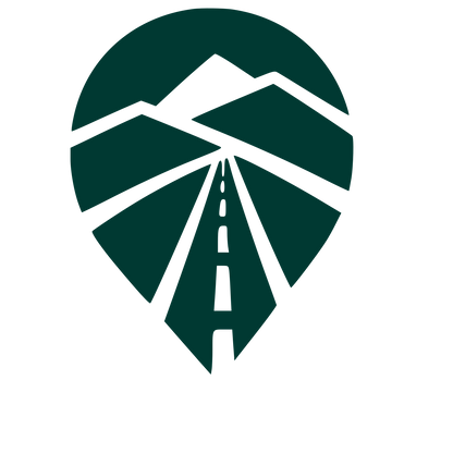 Road Mountain Map Pin Logo #003932
