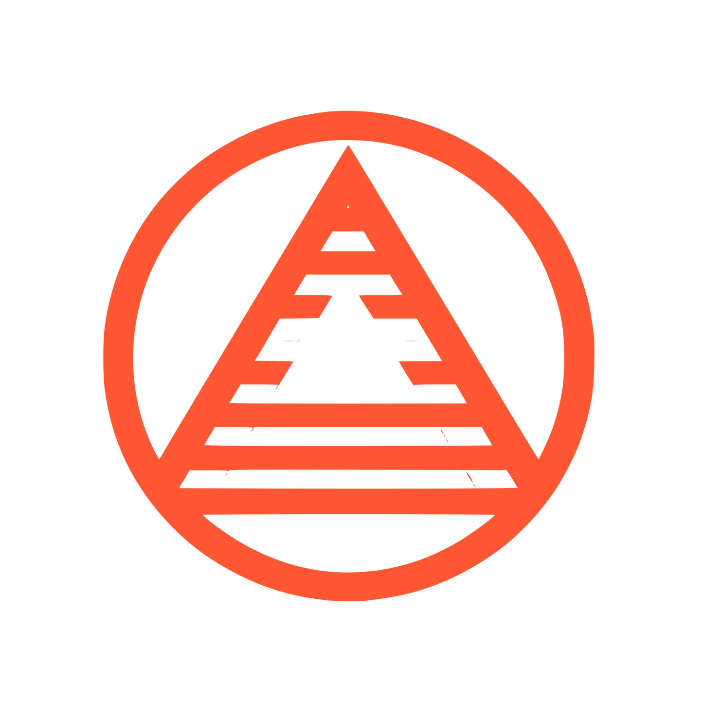 Striped Triangle Circle Logo #FF5733