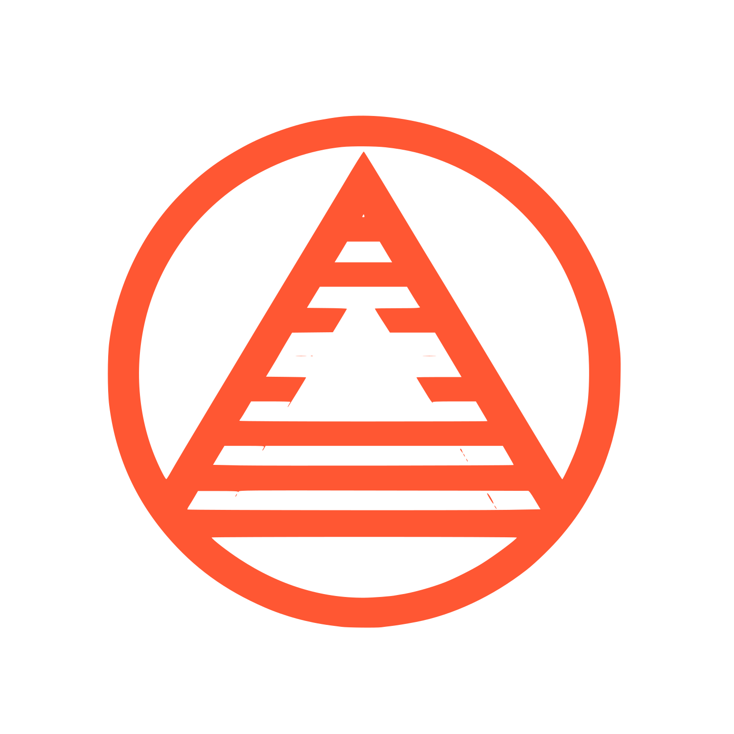 Striped Triangle Circle Logo #FF5733