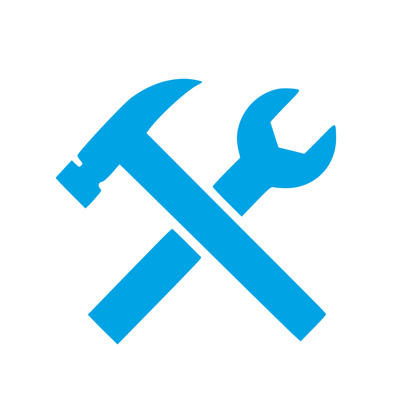 Crossed Hammer Wrench Logo #00a3e4