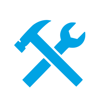 Crossed Hammer Wrench Logo #00a3e4