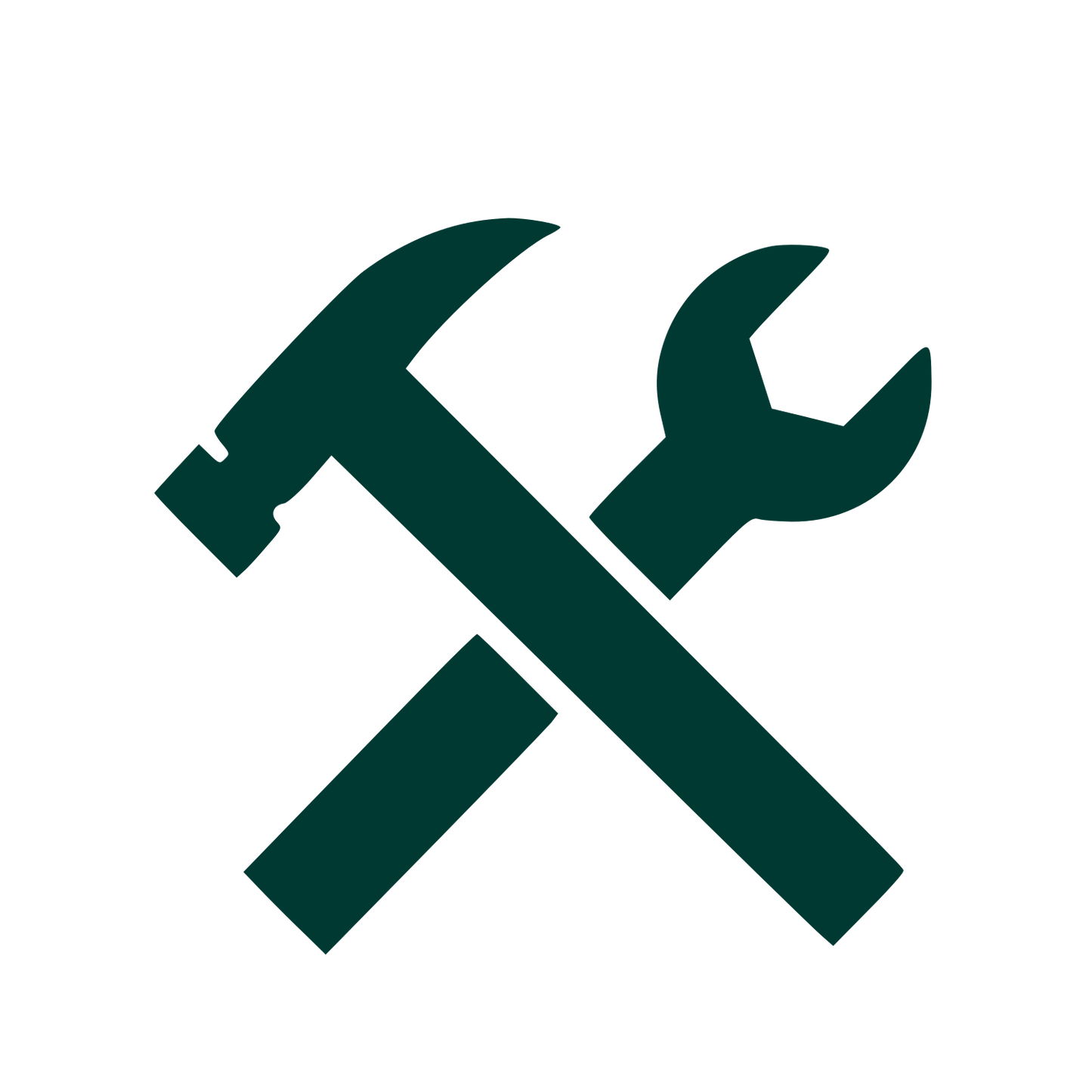 Crossed Hammer Wrench Logo #003932
