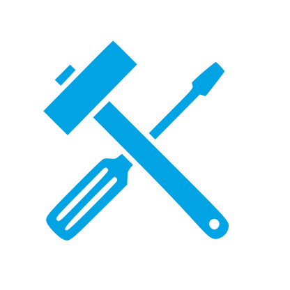 Crossed Hammer Screwdriver Logo #00a3e4