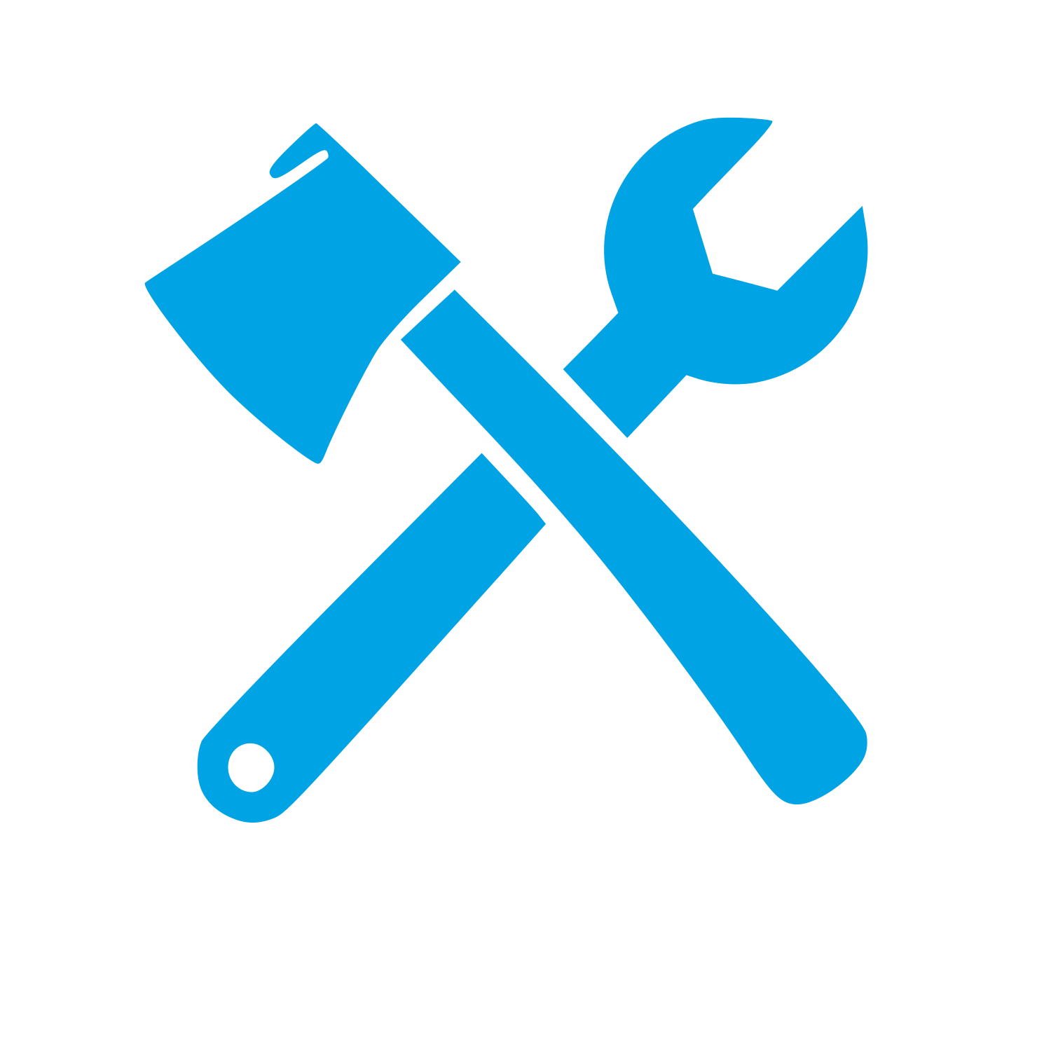 Crossed Axe Wrench Logo #00a3e4