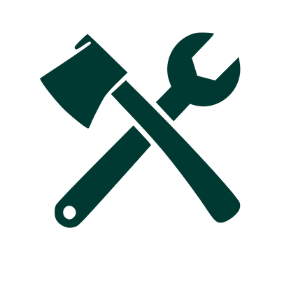Crossed Axe Wrench Logo #003932