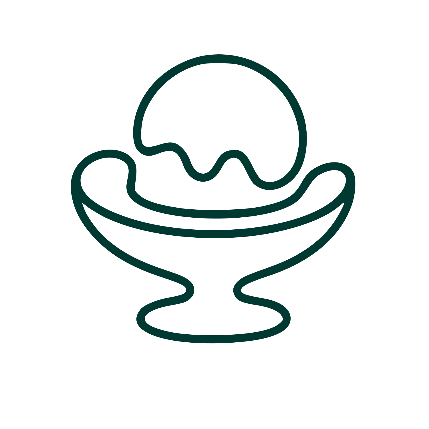 Monoline Ice Cream Bowl Logo #003932