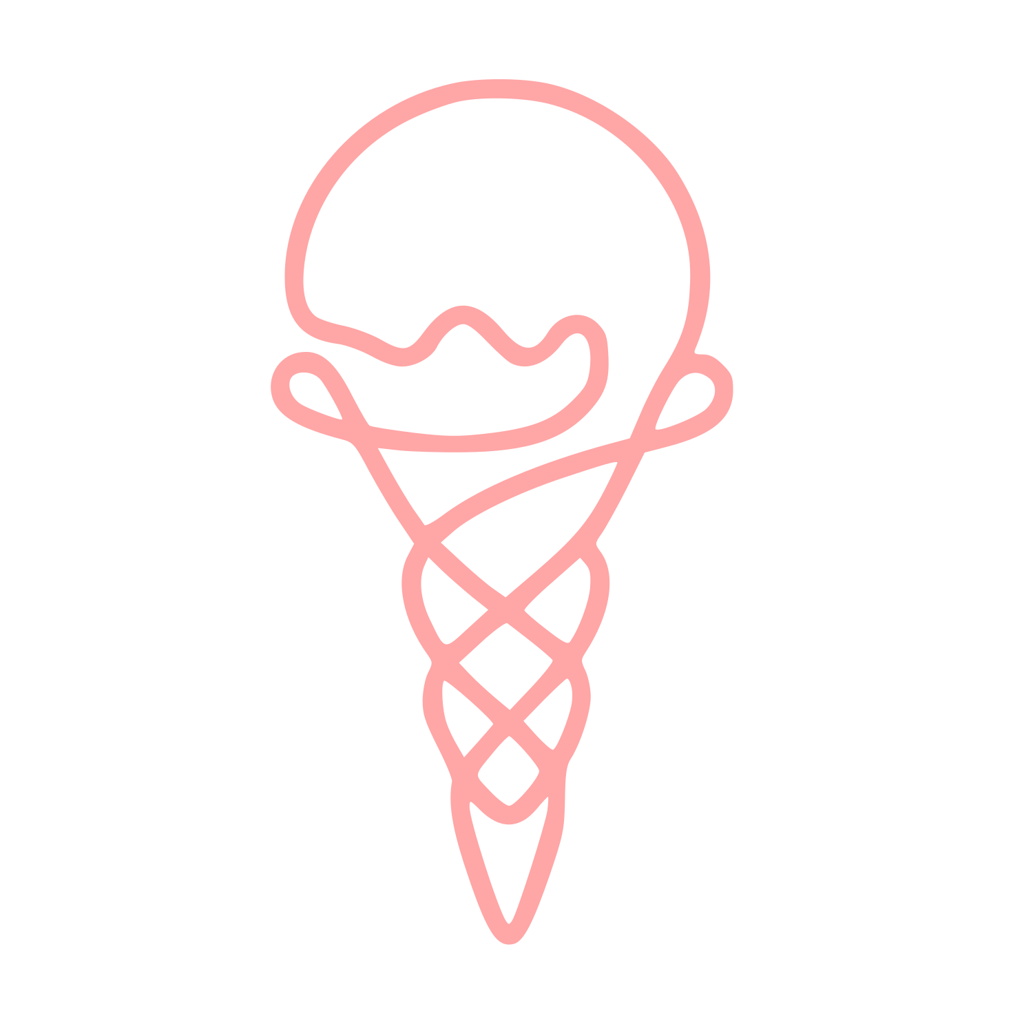 Monoline Ice Cream Cone Logo #ffa6a6