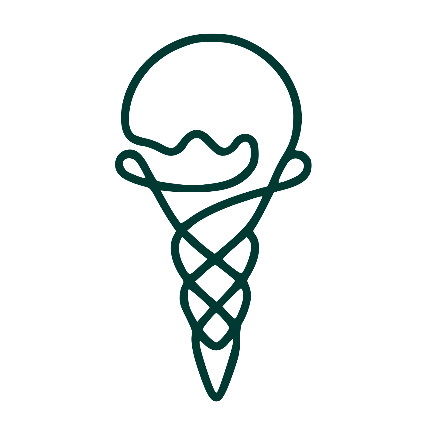 Monoline Ice Cream Cone Logo #003932