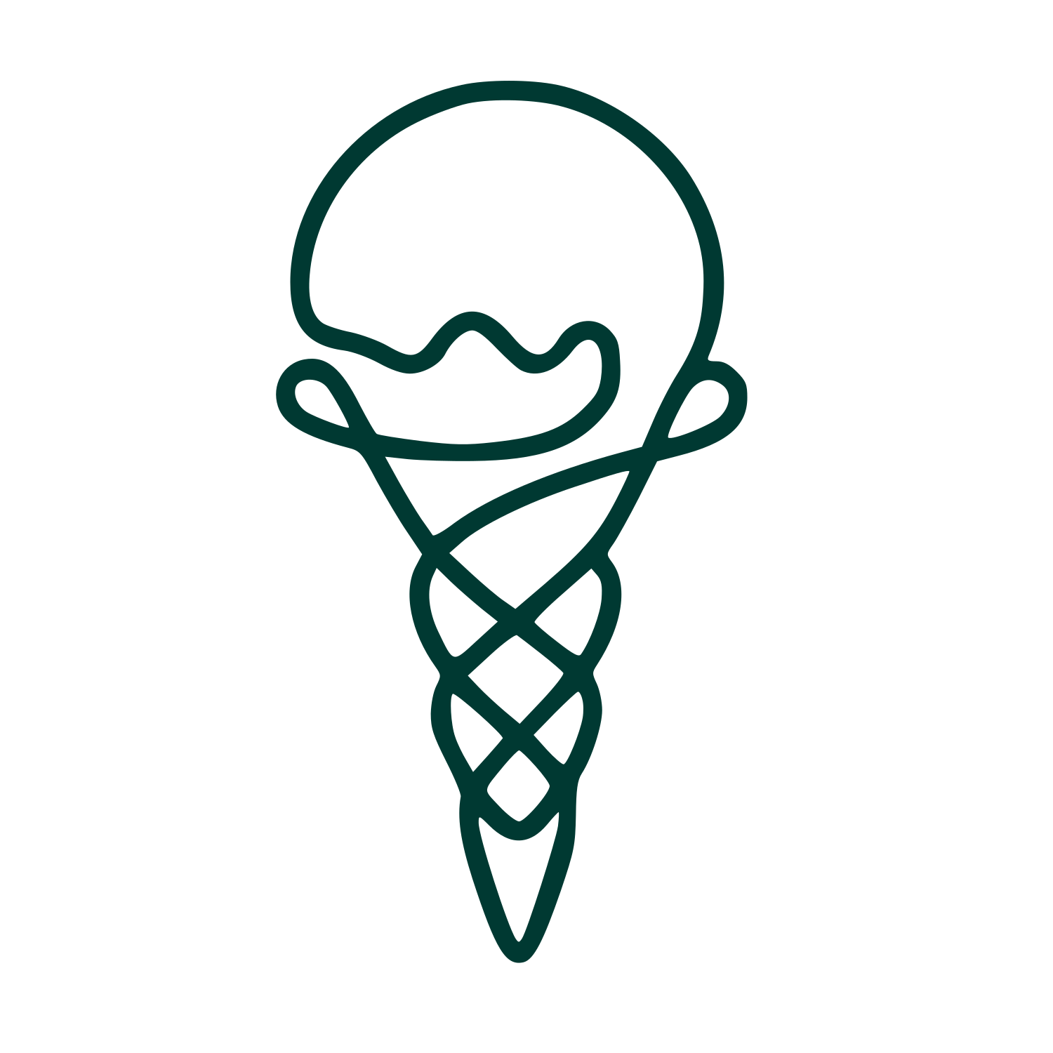 Monoline Ice Cream Cone Logo #003932
