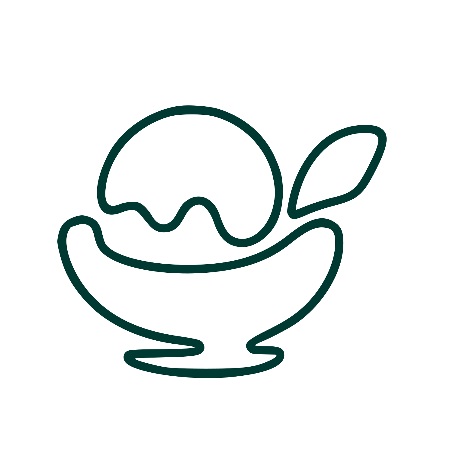 Monoline Ice Cream Bowl Logo #003932