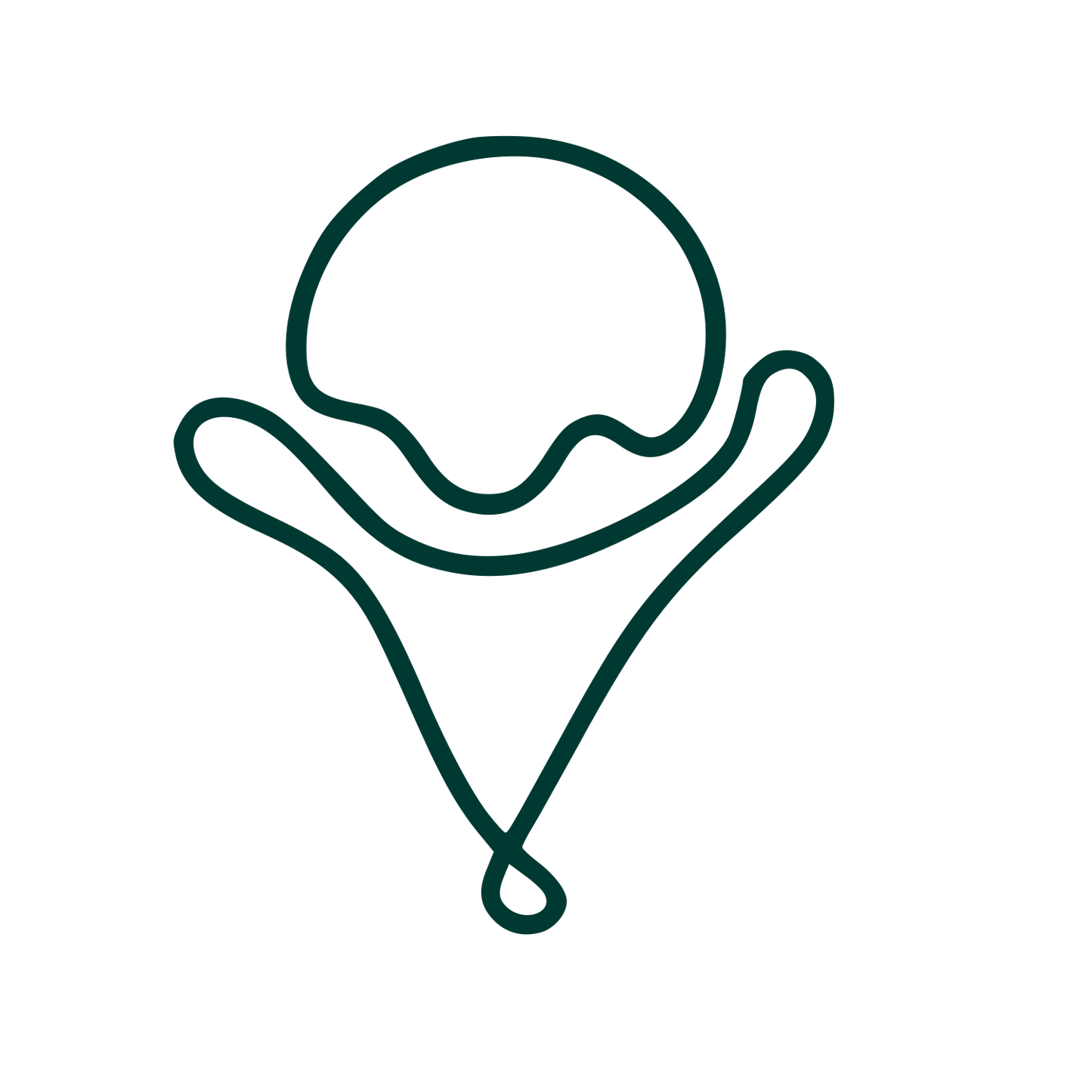 Monoline Ice Cream Cone Logo #003932