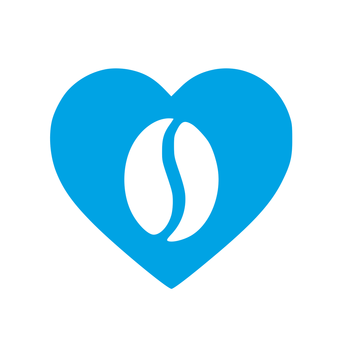 Coffee Bean Heart Logo #00a3e4