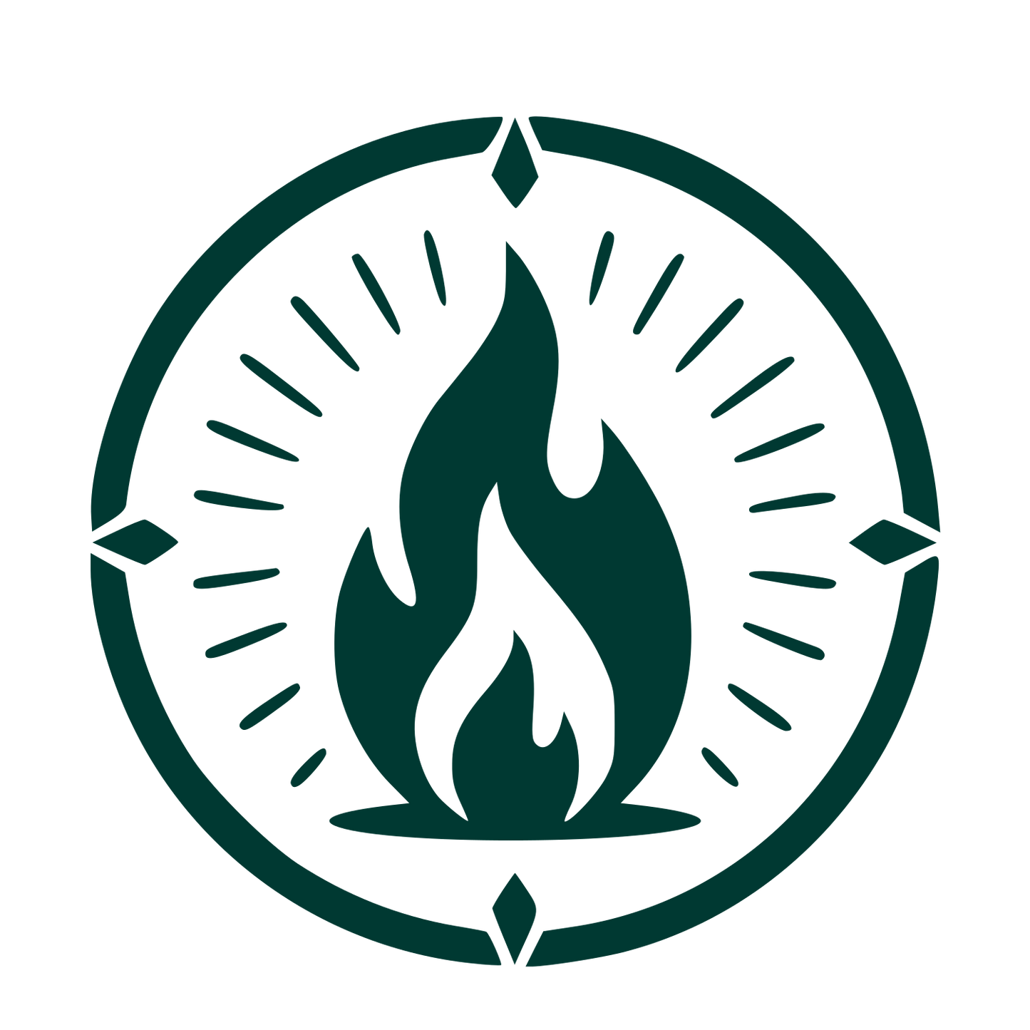 Fire Flame Badge Logo #003932