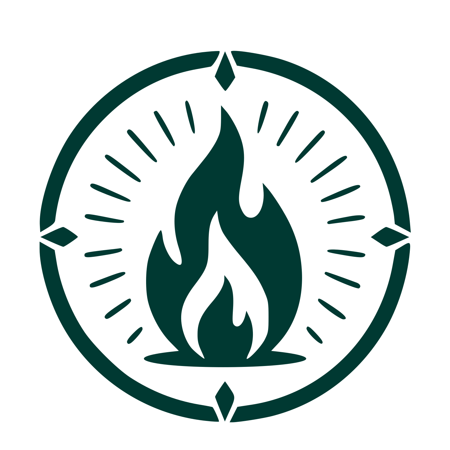 Fire Flame Badge Logo #003932