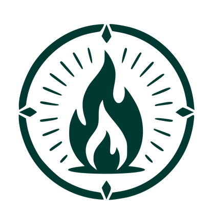 Fire Flame Badge Logo #003932