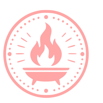 Fire Cauldron Stamp Badge Logo #ffa6a6