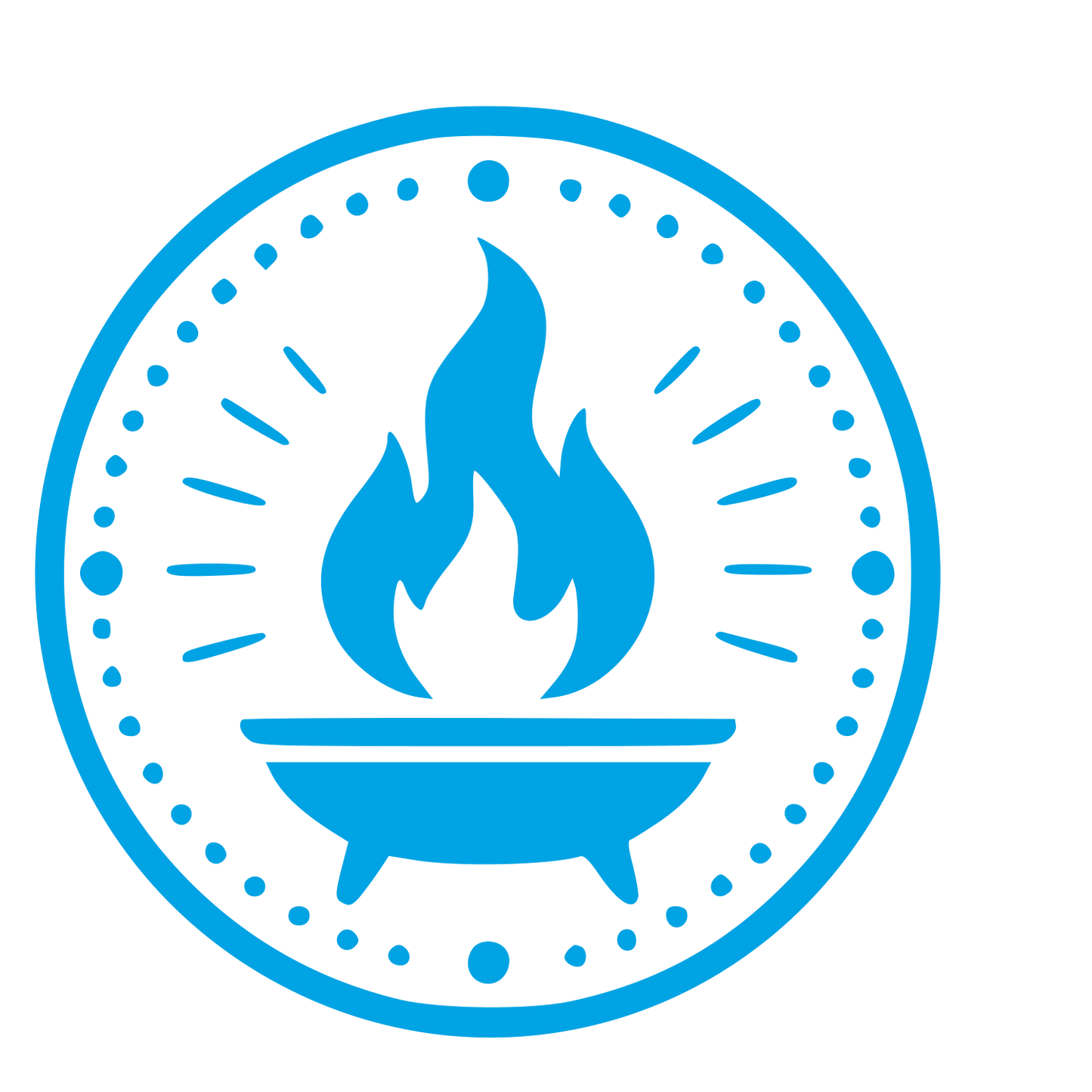 Fire Cauldron Stamp Badge Logo #00a3e4