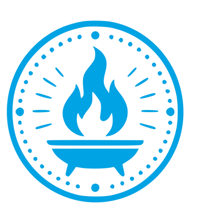 Fire Cauldron Stamp Badge Logo #00a3e4