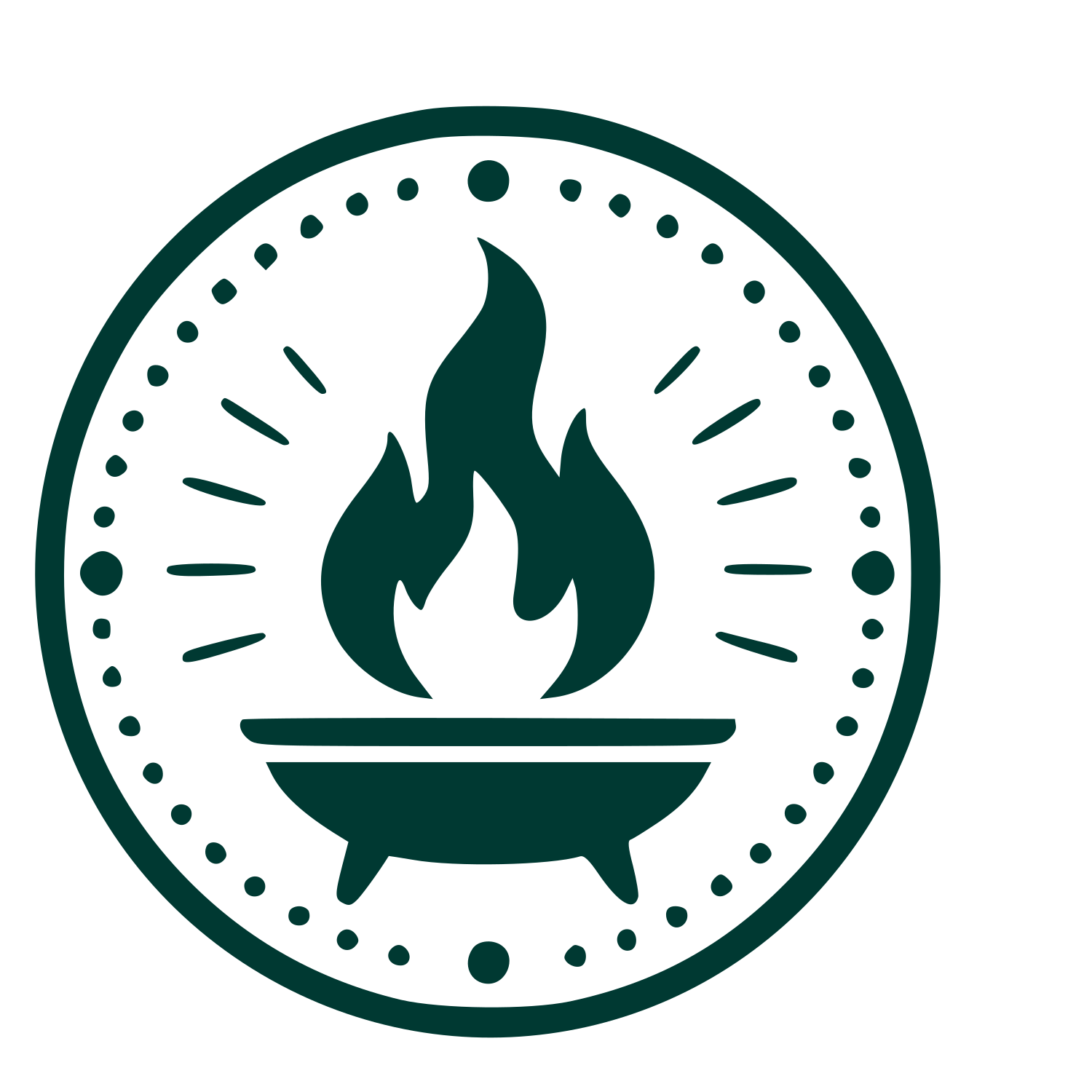 Fire Cauldron Stamp Badge Logo #003932