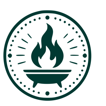 Fire Cauldron Stamp Badge Logo #003932