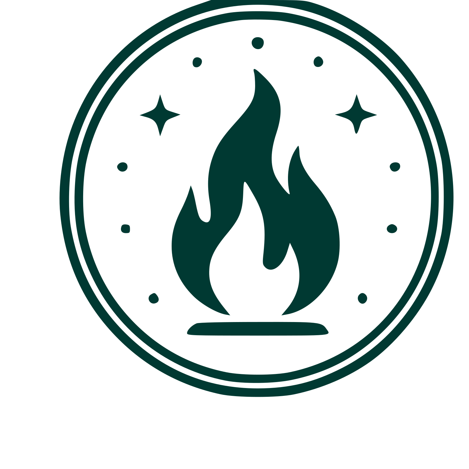 Fire Flame Badge Logo #003932