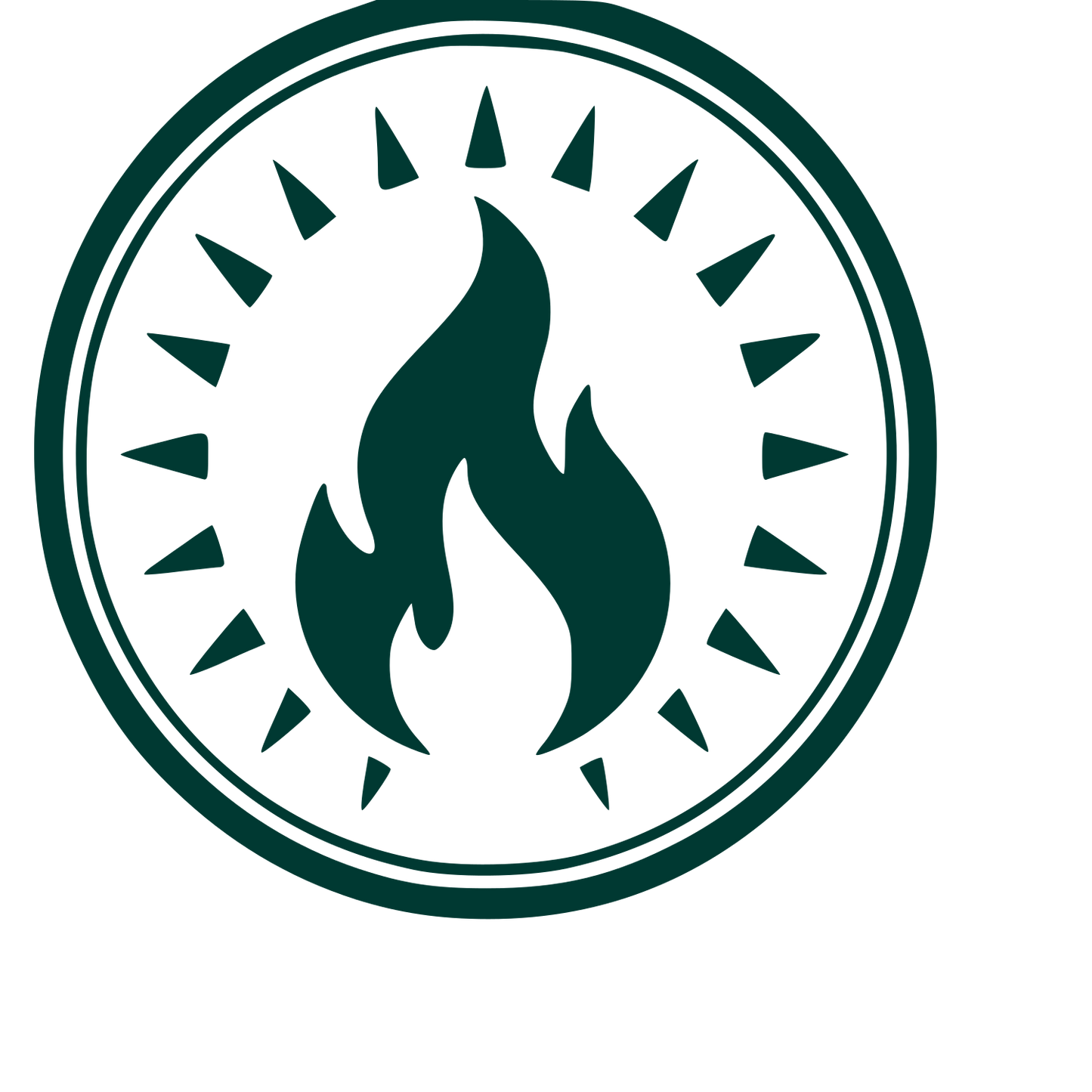 Fire Flame Badge Logo #003932