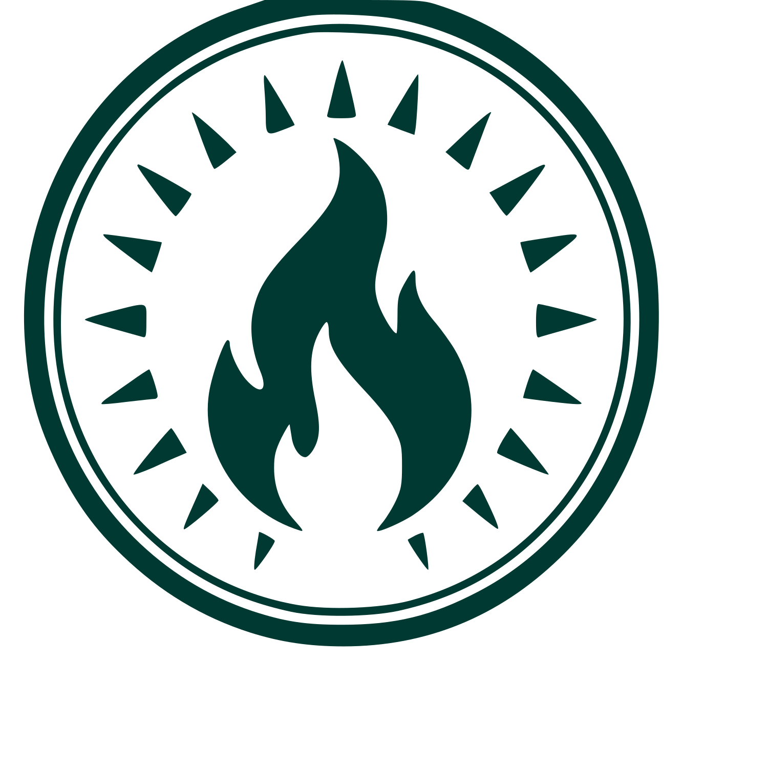 Fire Flame Badge Logo #003932