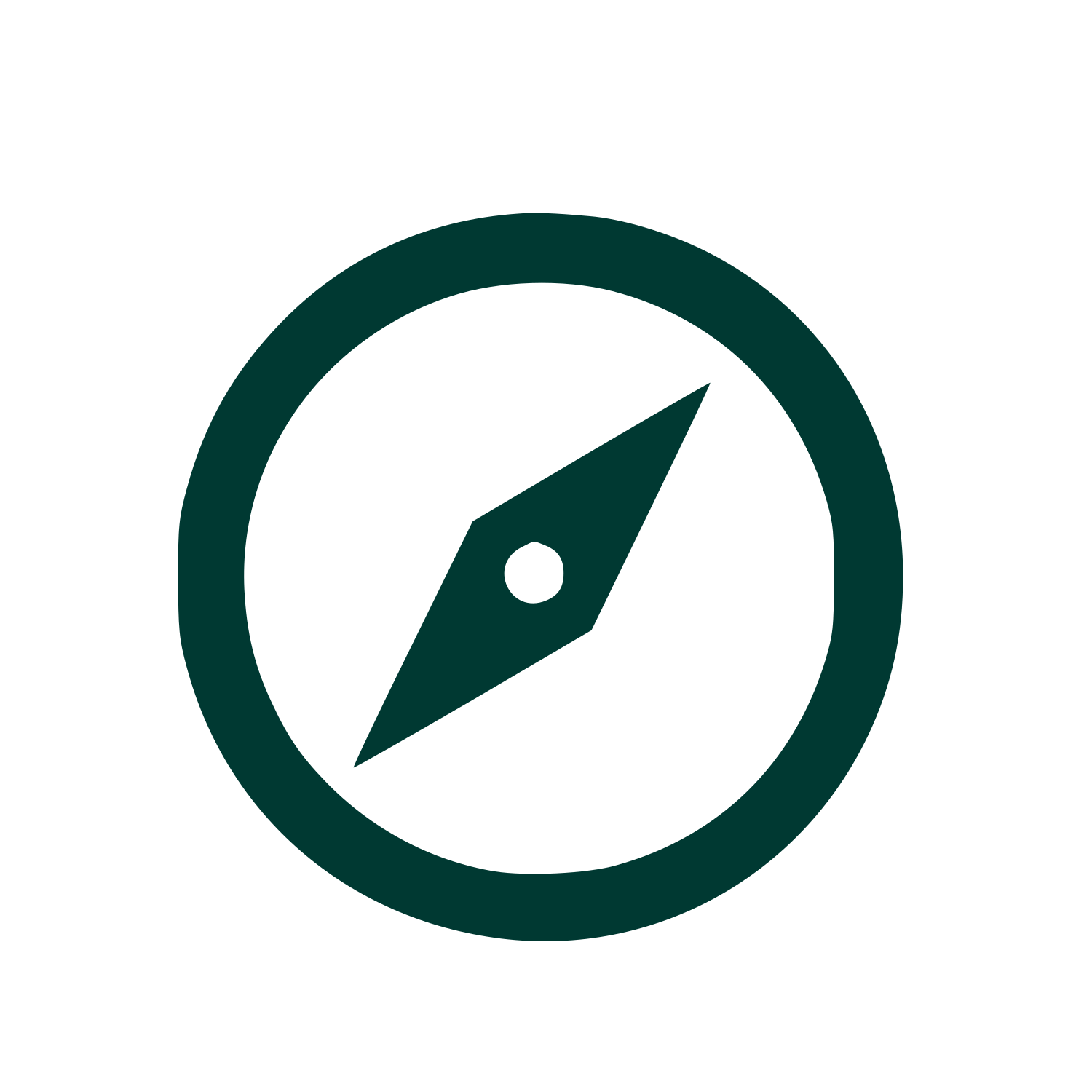 Compass Needle Circle Logo #003932