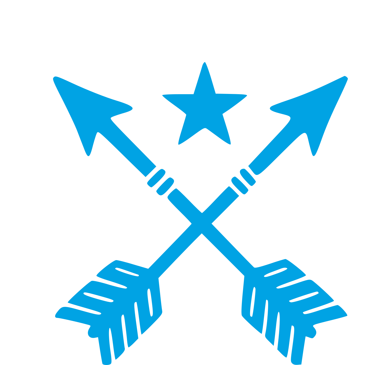 Crossed Arrows Star Logo #00a3e4