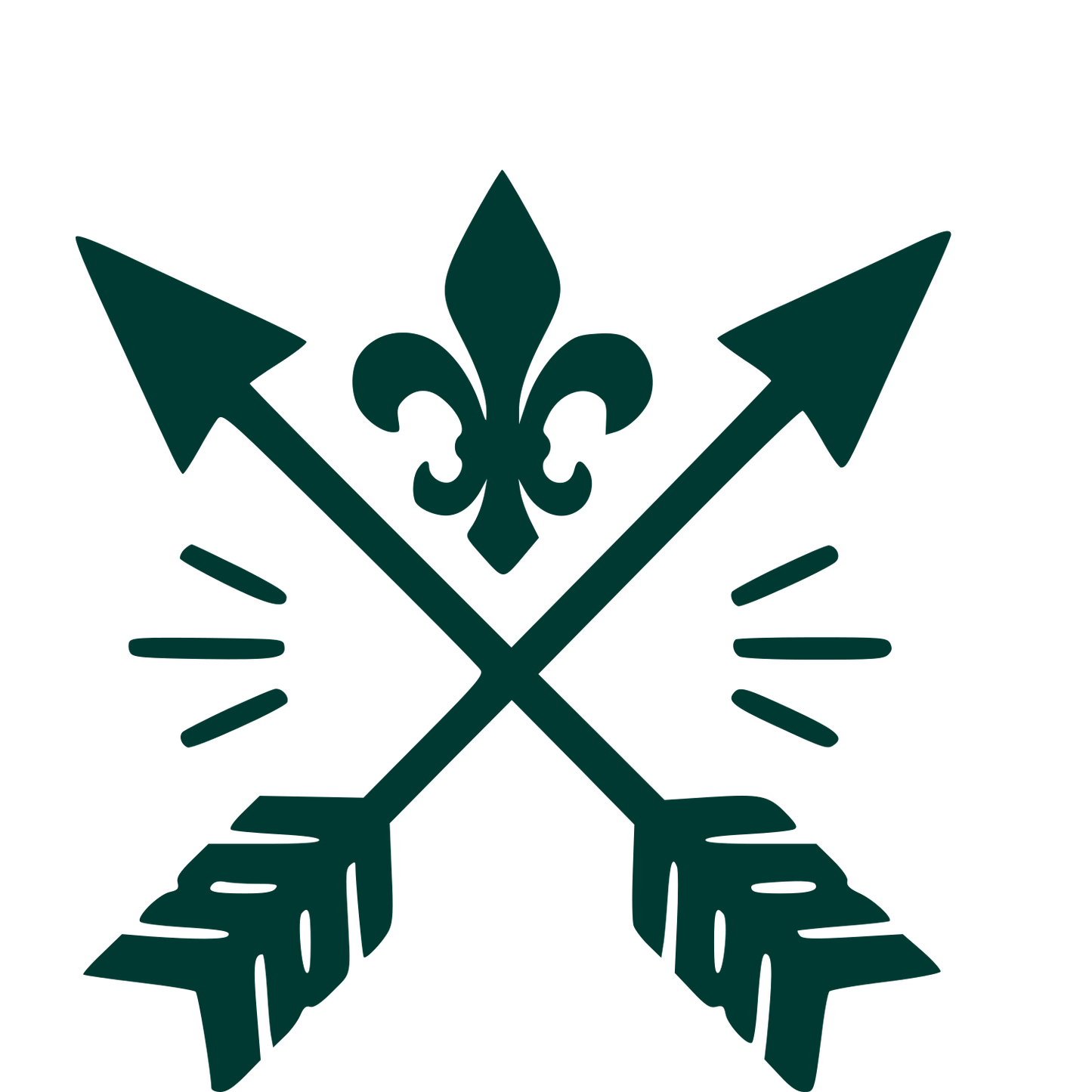 Crossed Arrows Fleur de Lis Logo #003932